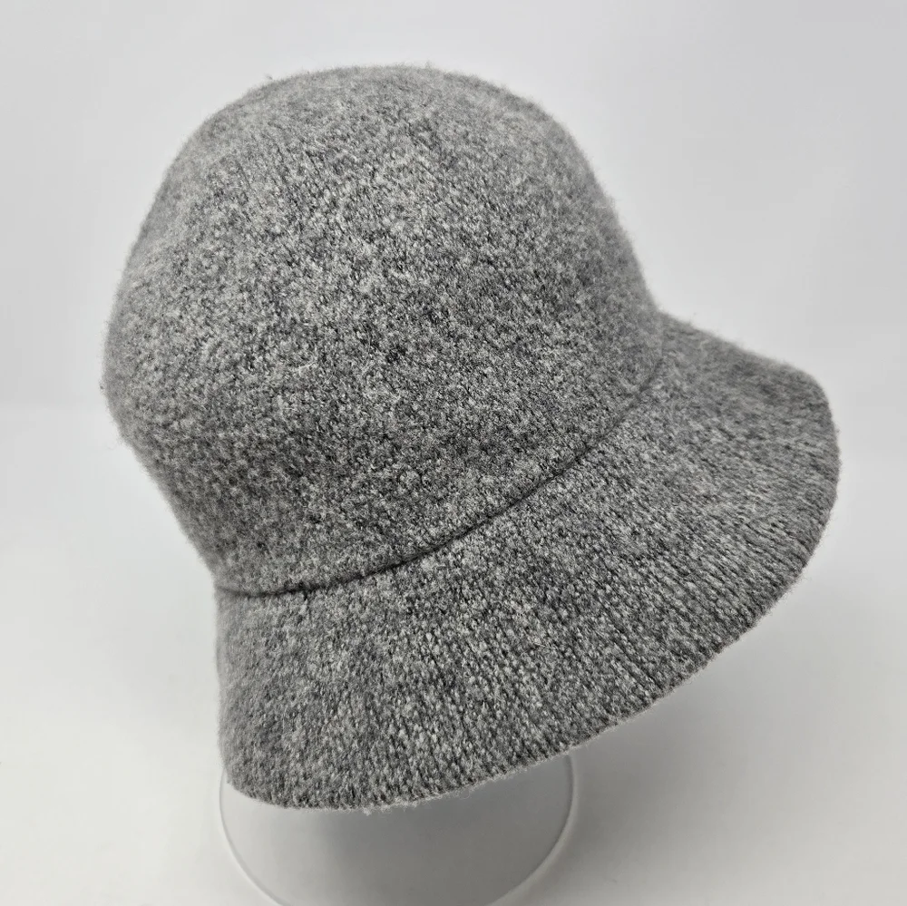 VINTAGE J. CREW GREY WOOL BLEND BUCKET HAT CAP WOMEN OS WINTER COZY PREPPY